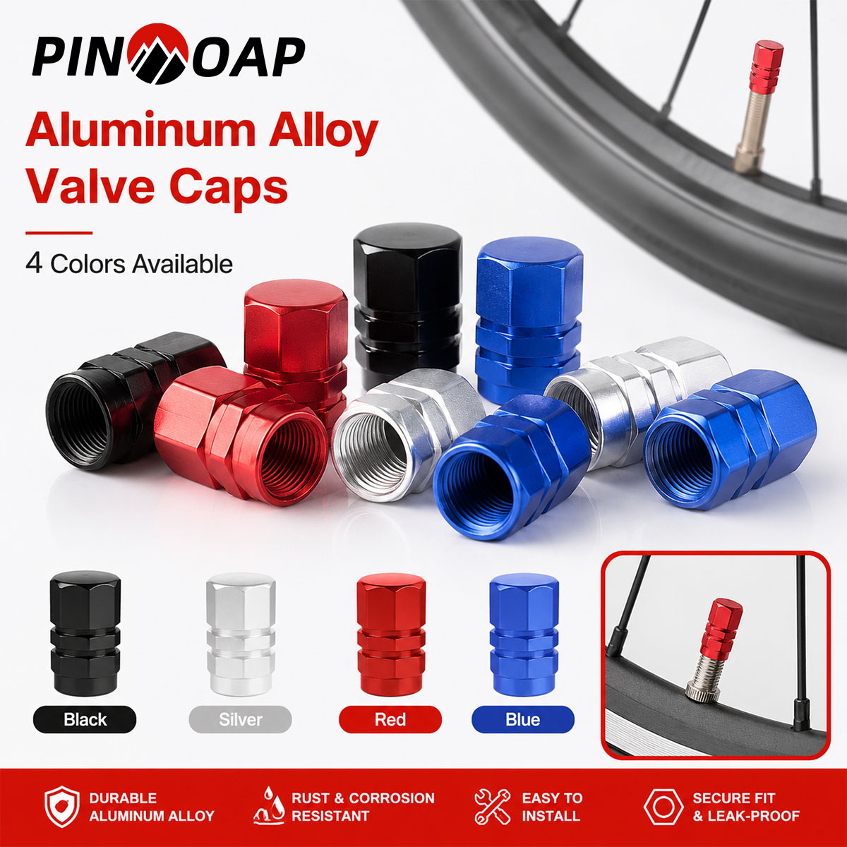 PINMOAP 4/12PCS Hex Valve Stem - Motorcycle Valve Cover 评论和价格